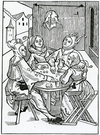 Des joueurs de cartes et des dés, illustration de la traduction anglaise d